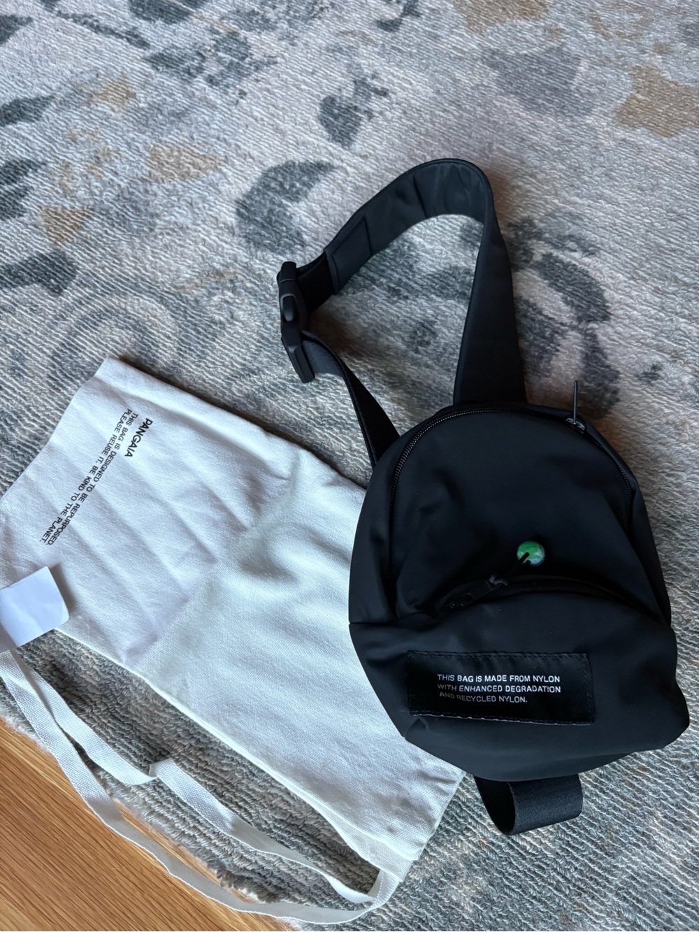 PANGAIA Black Nylon Crossbody Travel Bag